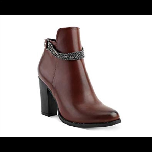 Ladies multi ankle chain chunky heels booties - Picture 5 of 8